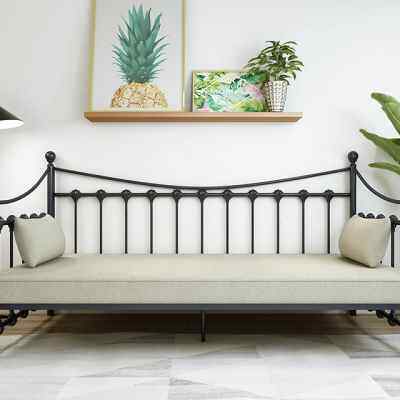 欧式简约铁艺沙发床坐卧两用沙发床单人床公主床儿童床推拉床定制