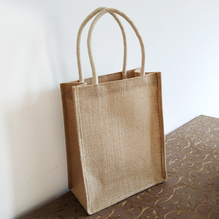 亚麻装书手提袋子学生用手提袋子补课帆布手拎袋定制logo麻布袋子