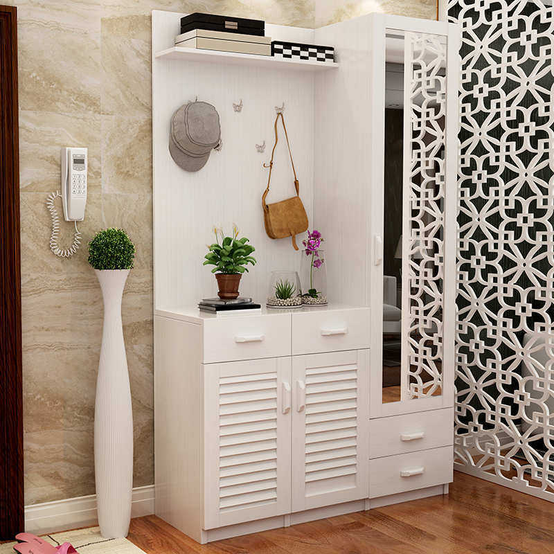鞋柜家用大容量储物柜简约现代门厅柜多功能穿衣镜衣帽门口玄关柜