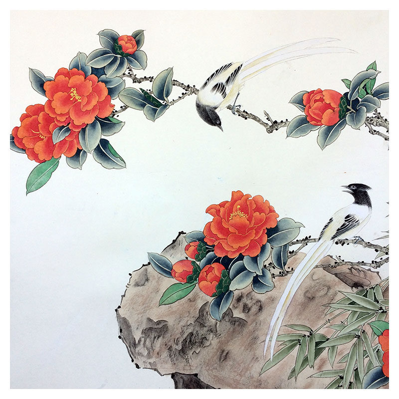 sz 贾平海 《紫艳红光》 已托底 拍卖字画 水墨画 客厅装