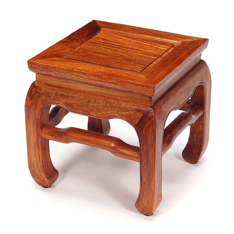 木果果木红木家具非洲花梨学名刺猬紫檀鼓腿彭牙方凳中式实木