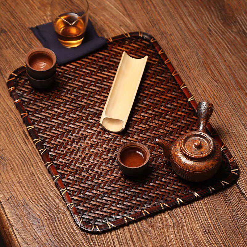 手工竹编干泡茶席中式禅意杯垫桌布香道竹席茶具配件茶盘泡茶帘