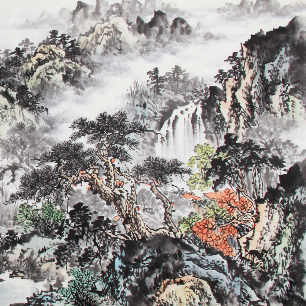 杨光华《精品山水小六尺系列 云山飞瀑》