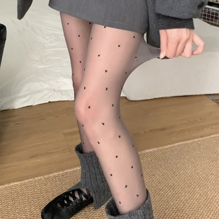 波点黑丝袜女0d春季夏天超薄款防勾丝性感黑色光腿打底神器连裤袜