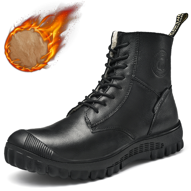 冬季加绒马丁靴男真皮高帮保暖黑色靴子男韩版休闲个性短靴雪地靴|ruв категории Мужская обувь, сапоги - от Buy2taobao.com для оказания профессиональной услуги покупки агента Taobao