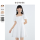 gcrues白色泡泡袖连衣裙女装2024夏季新款气质小个子雪纺娃娃裙子