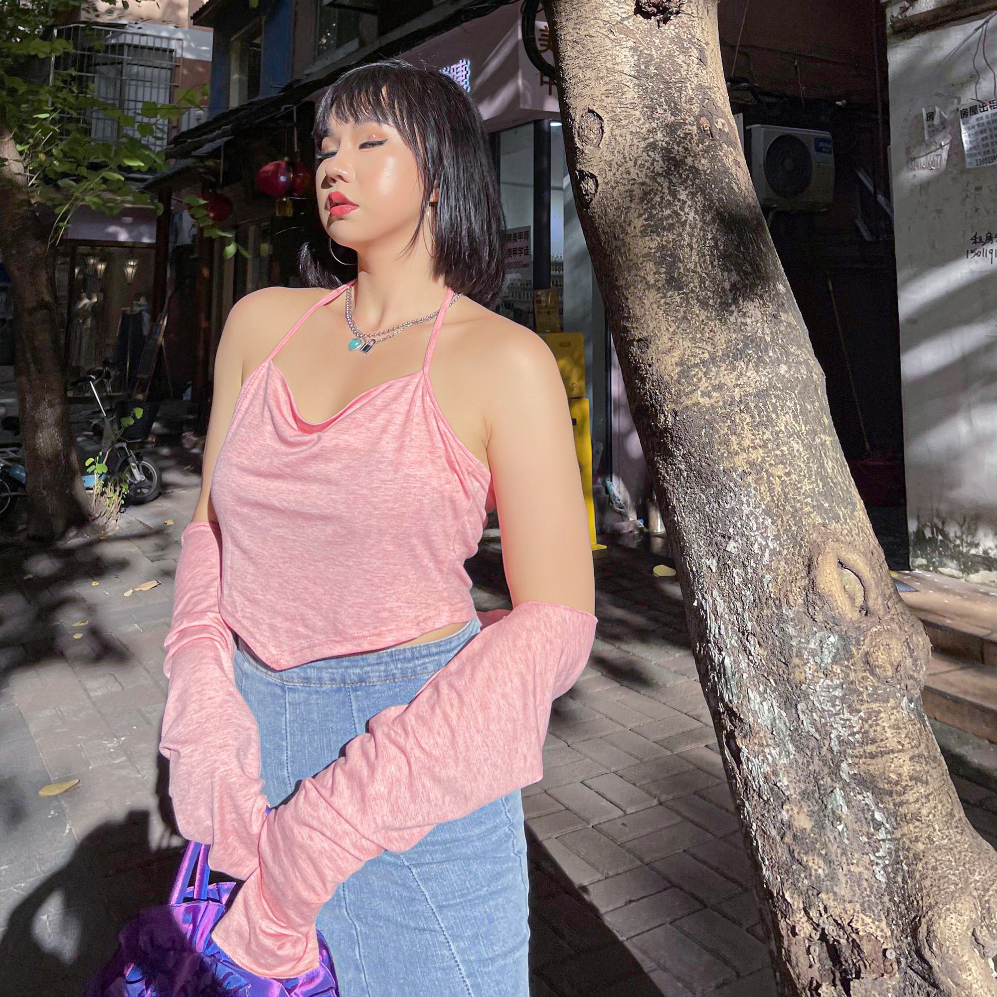 楠哥微胖辣妹性感背心吊带女夏季大码胖mm春秋显瘦开衫坎肩两件套