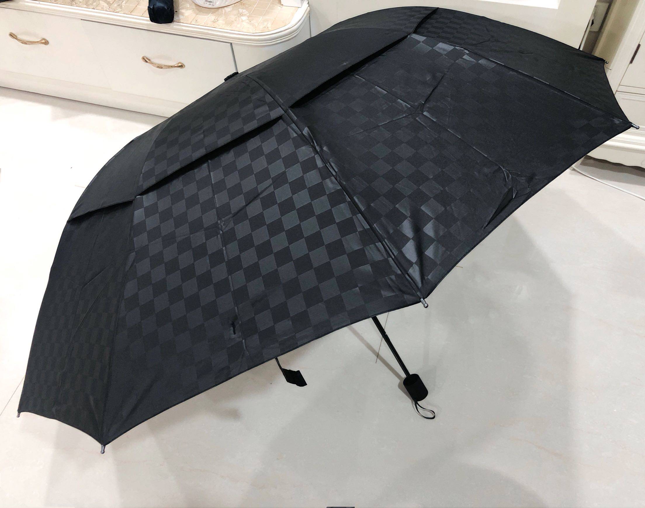 超大伞面厘米方格双层雨伞一甩四人商务十骨伞