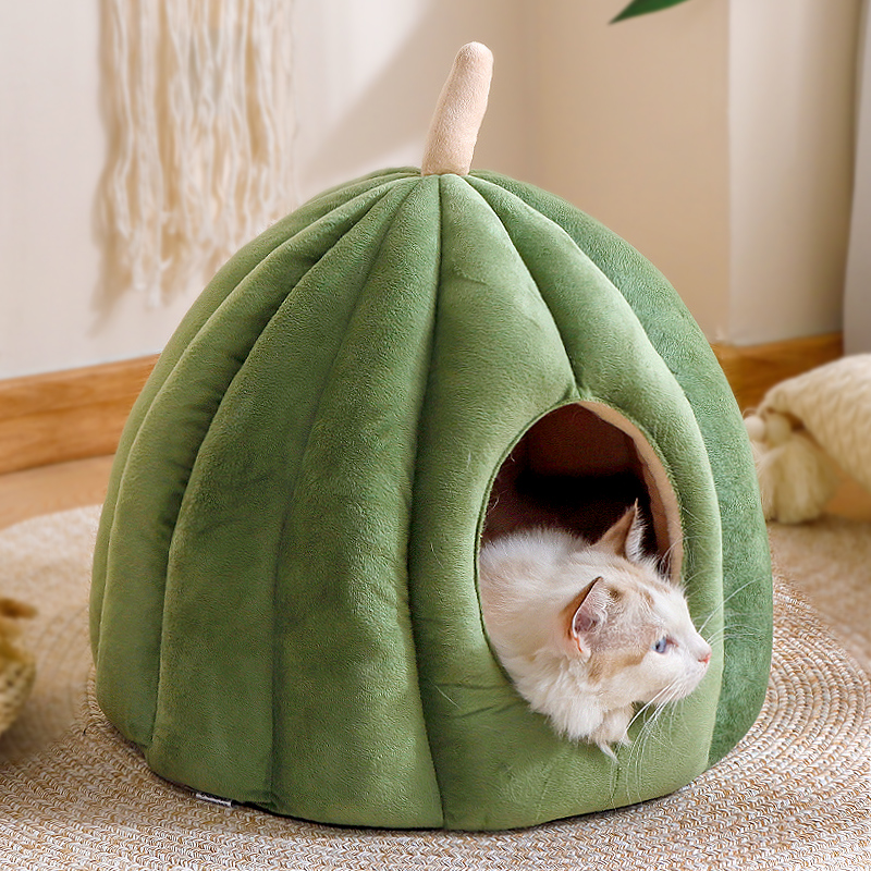 猫窝冬季保暖封闭式四季通用宠物用品猫垫子南瓜猫咪房子冬天猫屋