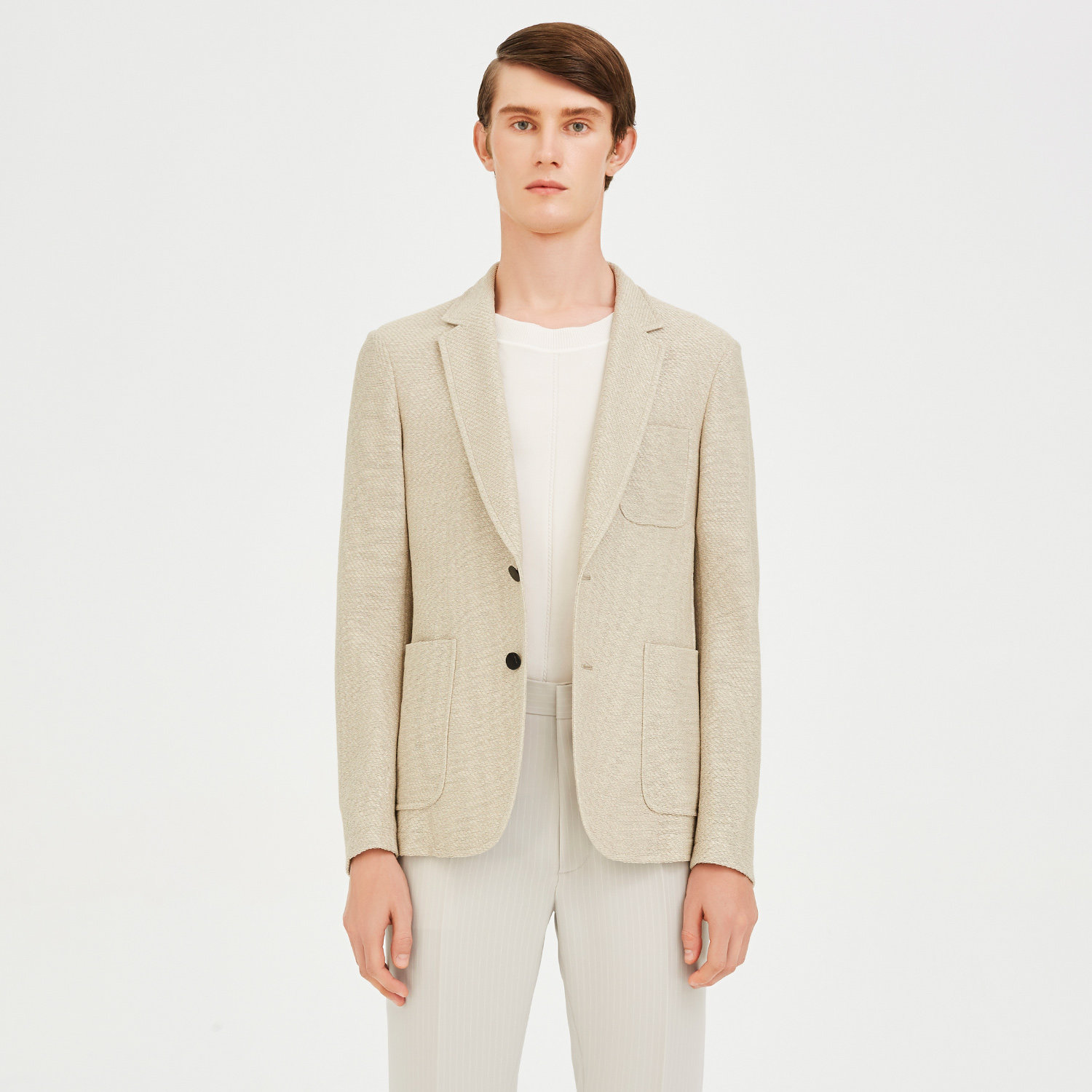 magmode名堂sean by sean2020夏季新款细条纹拼接休闲西服外套男