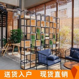 loft铁艺隔断置物架屏风现代简约工业风储物柜玄关展示架客厅书架