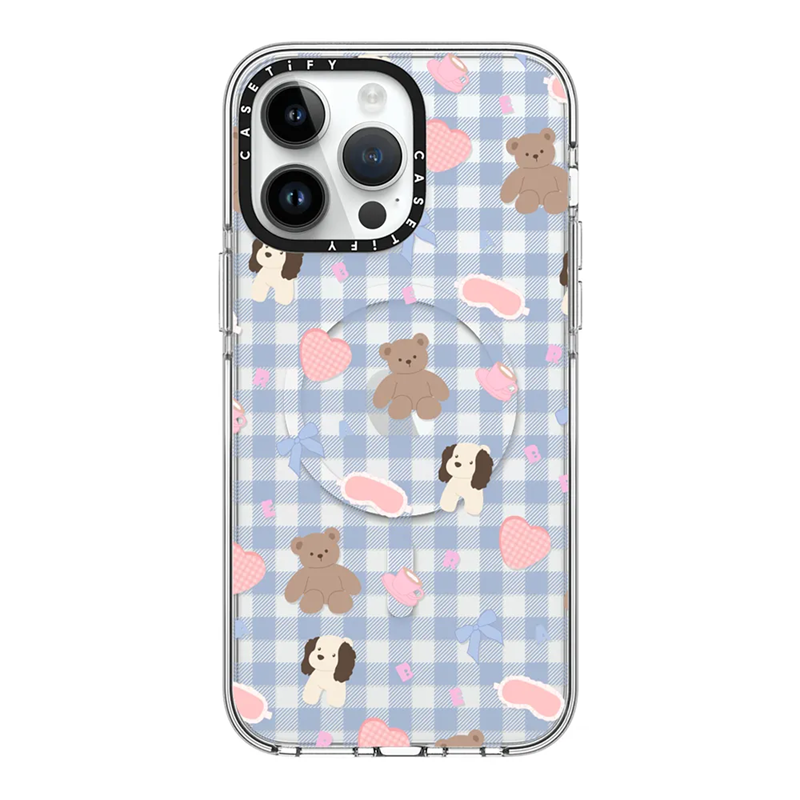 CASETiFY 蓝格纹梦游小熊 