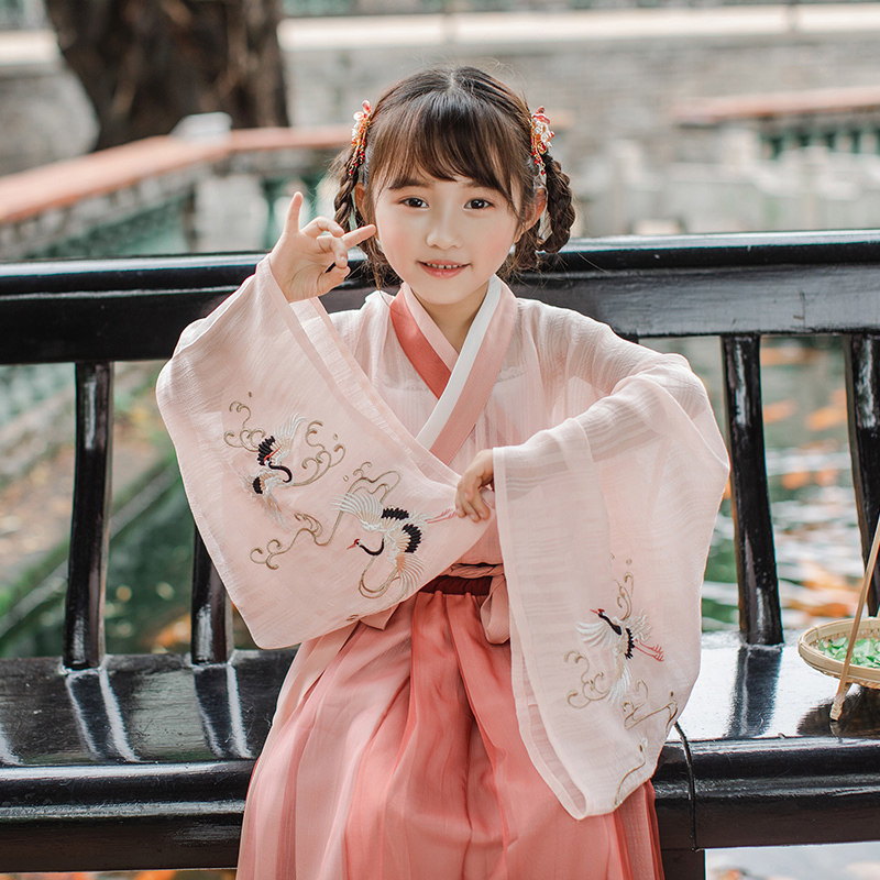 初立原创汉服女童装小桃夭交领襦裙中国风日常改良汉服春夏姐妹装