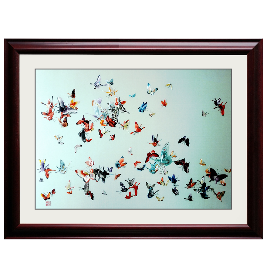 苏绣世家《百蝶图》钱菊凤大师工作室作品