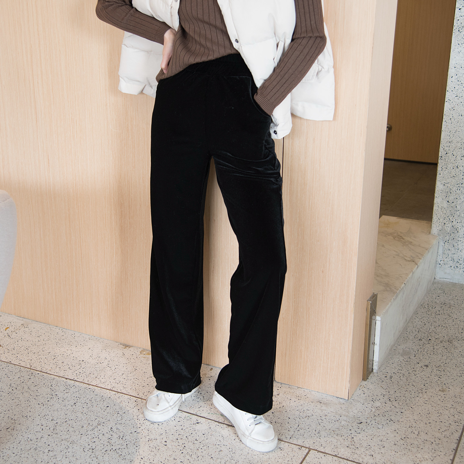 150cm小个子金丝绒阔腿裤女九分春季145矮个子搭配娇小xs显高155