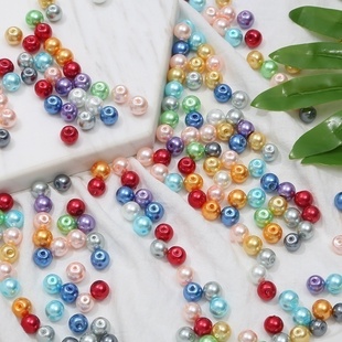 彩色圆形玻璃仿珍珠散珠材料 diy自制手工包项链串珠包包饰品配件