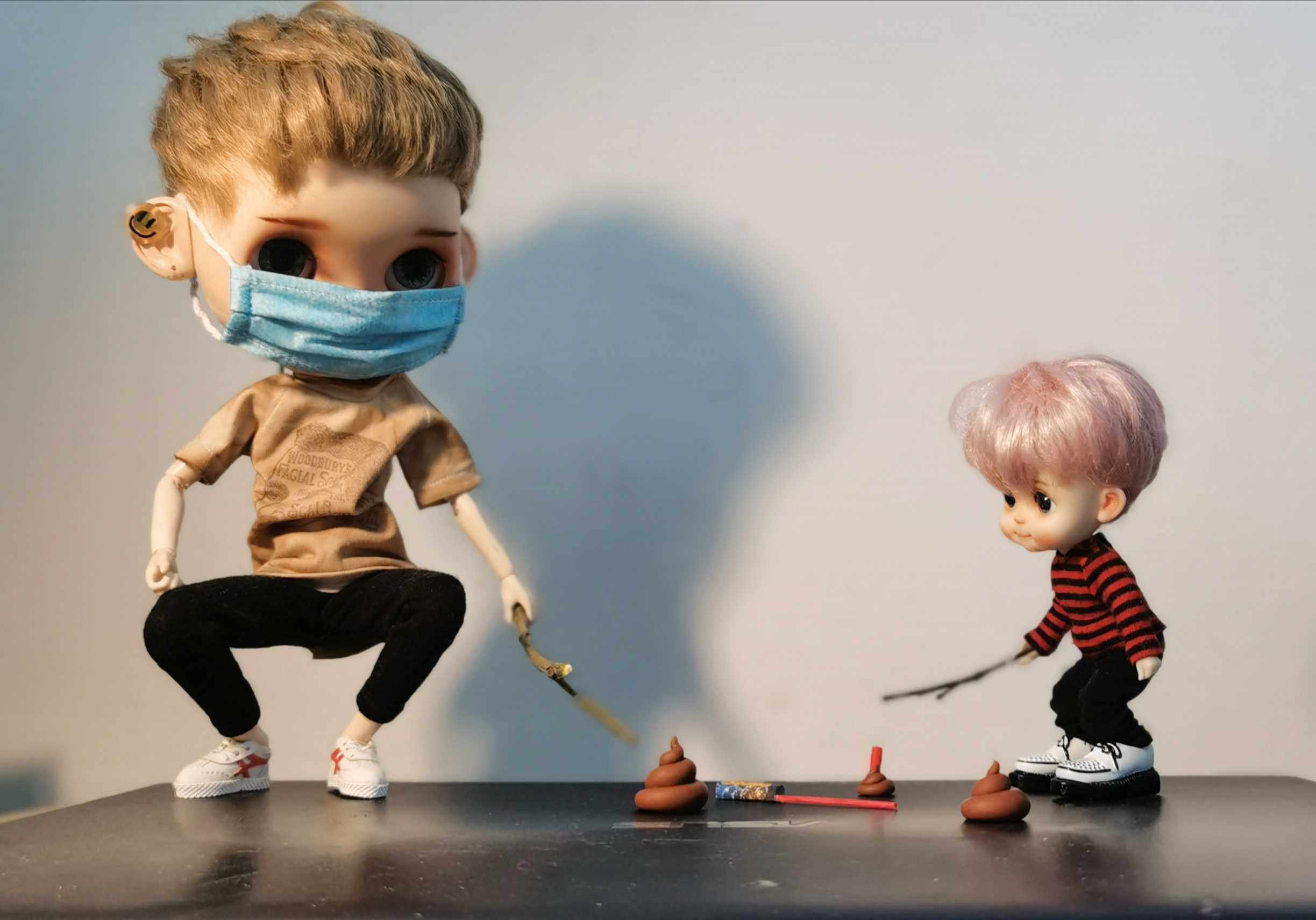 阿拉蕾便便粑粑食玩微缩软陶模型恶搞娃用6分8分 带树枝和窜天猴