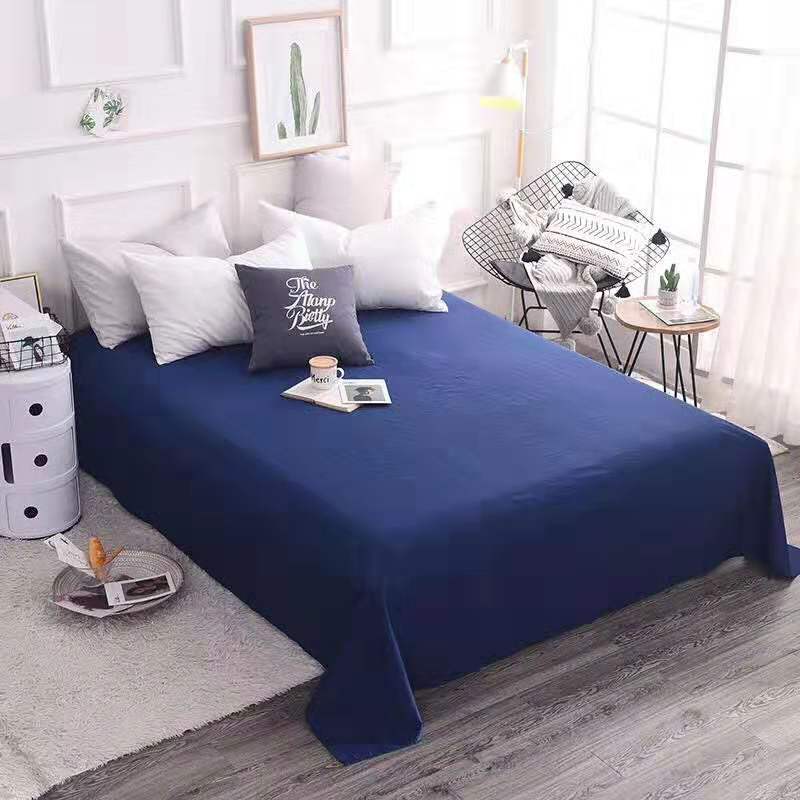全棉四季款简约素色火焰蓝色单品床单纯棉斜纹纯色藏蓝色单色被单