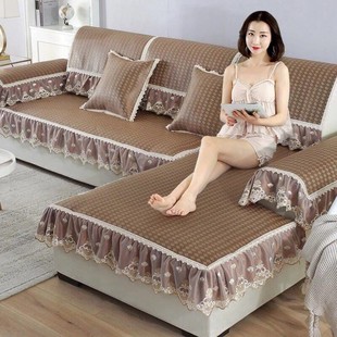夏季沙发垫凉席清凉竹藤冰丝坐垫防滑沙发套罩沙发垫全包套装组合