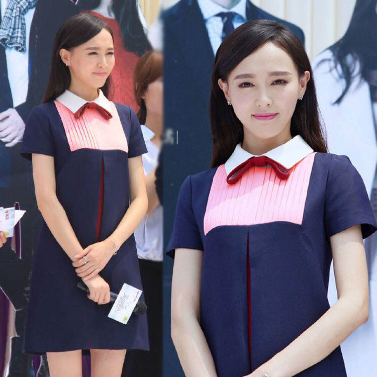 归去来唐嫣明星同款2018新款衣服女连衣裙夏装甜美polo裙子学院风