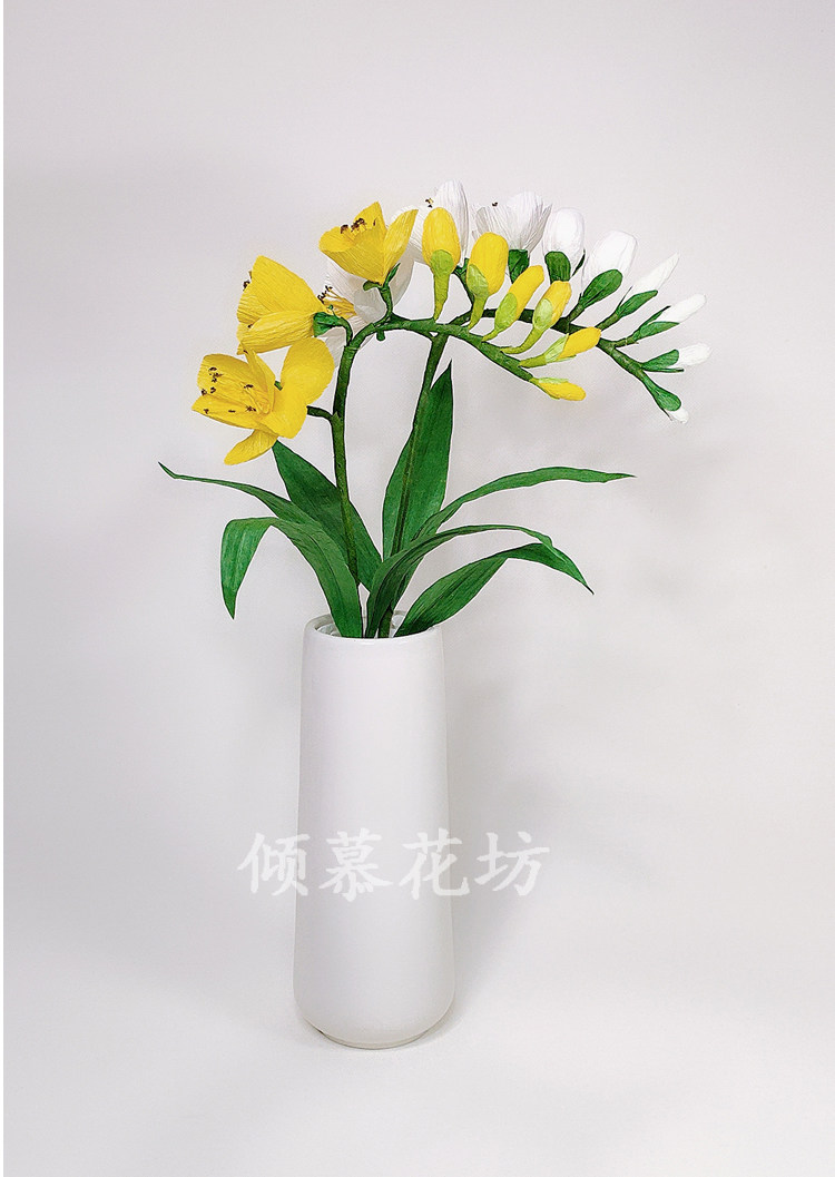 纸艺花亲子手工diy皱纹纸香雪兰材料包赠送模版和视频教程——倾慕花