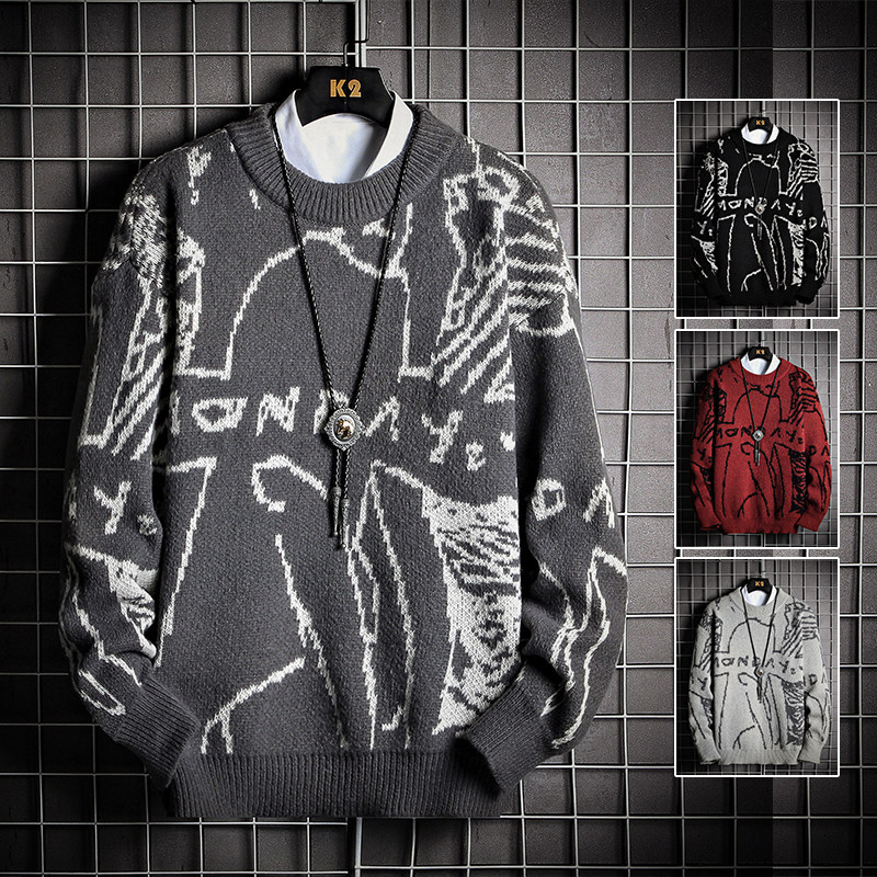 圆领针织印花毛衣史嘉丽bdct原创工作室马切达soda潮品冬季针织衫