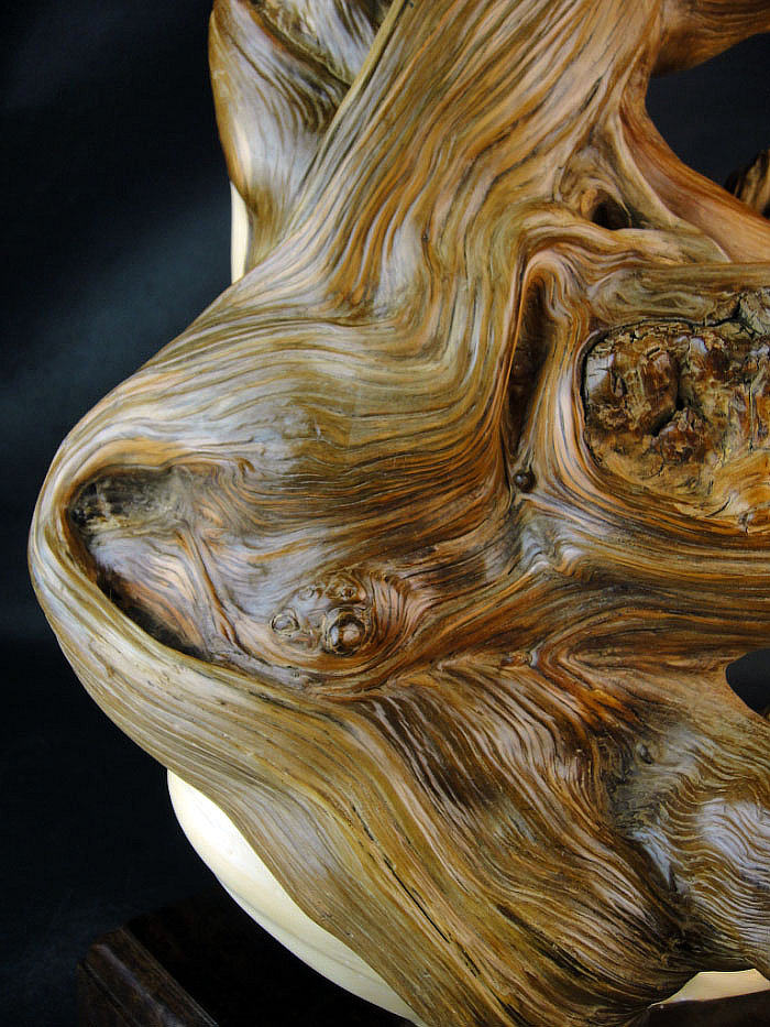 太行崖柏木天天向上木雕 虎皮纹鬼脸红白料根雕摆件