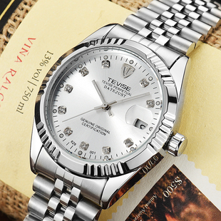 全自动机械表正品男士时尚潮夜光防水日历金色镂空真皮精钢带手表