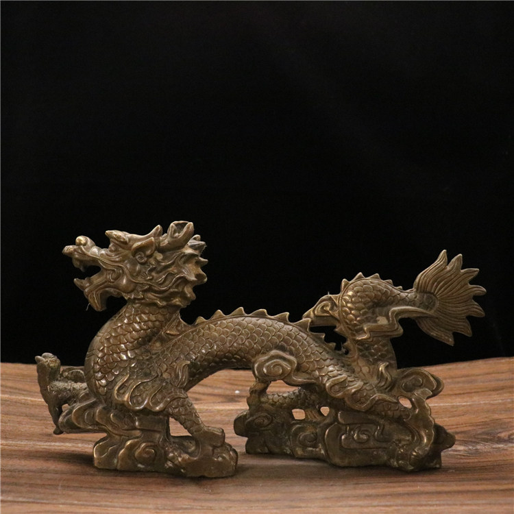 纯铜龙摆件仿古黄铜中国龙招财金龙客厅办公室中式装饰金属工艺品