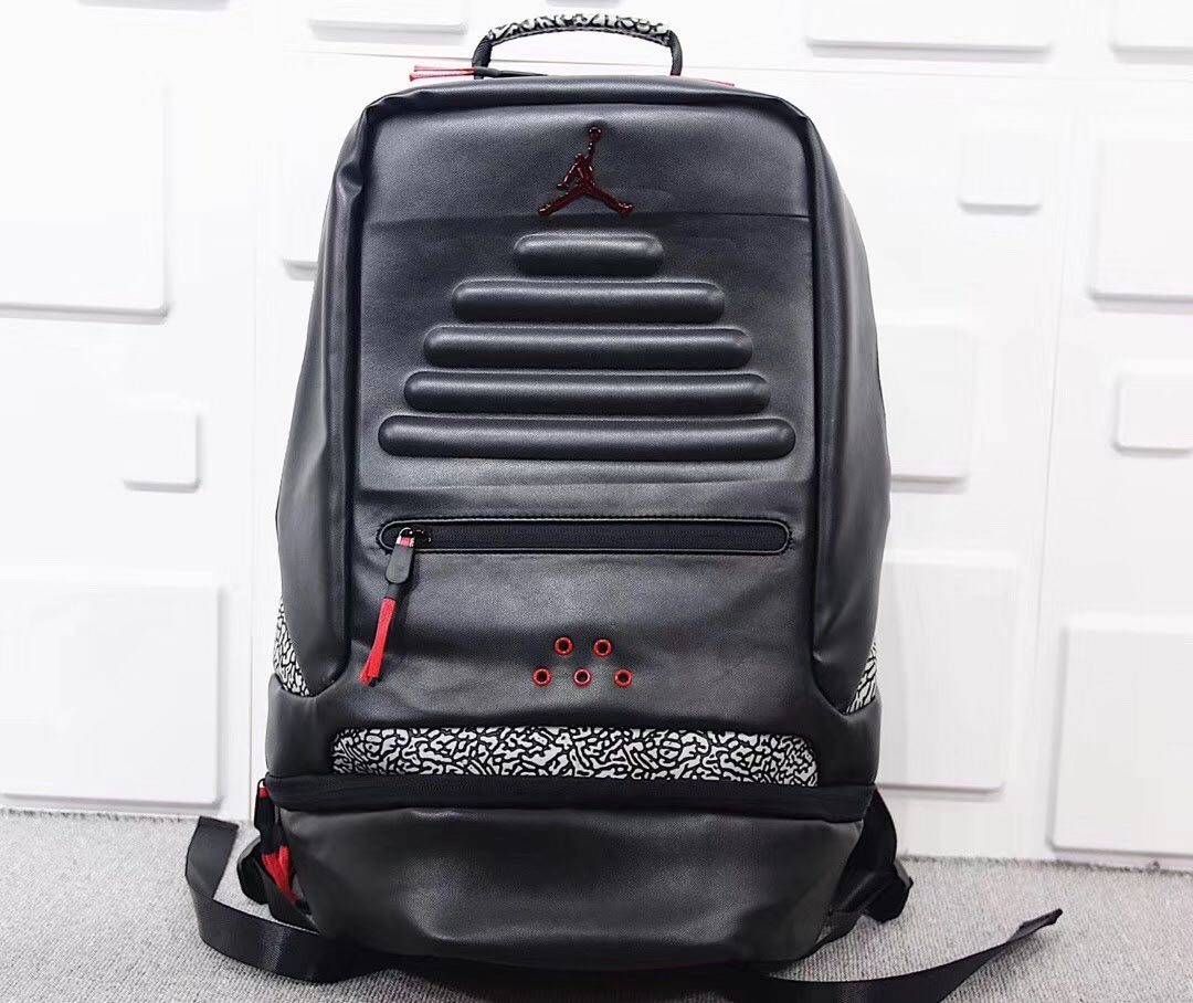 aj3双肩包背包时尚潮流黑白水泥爆裂纹男女学生书包电脑包篮球包