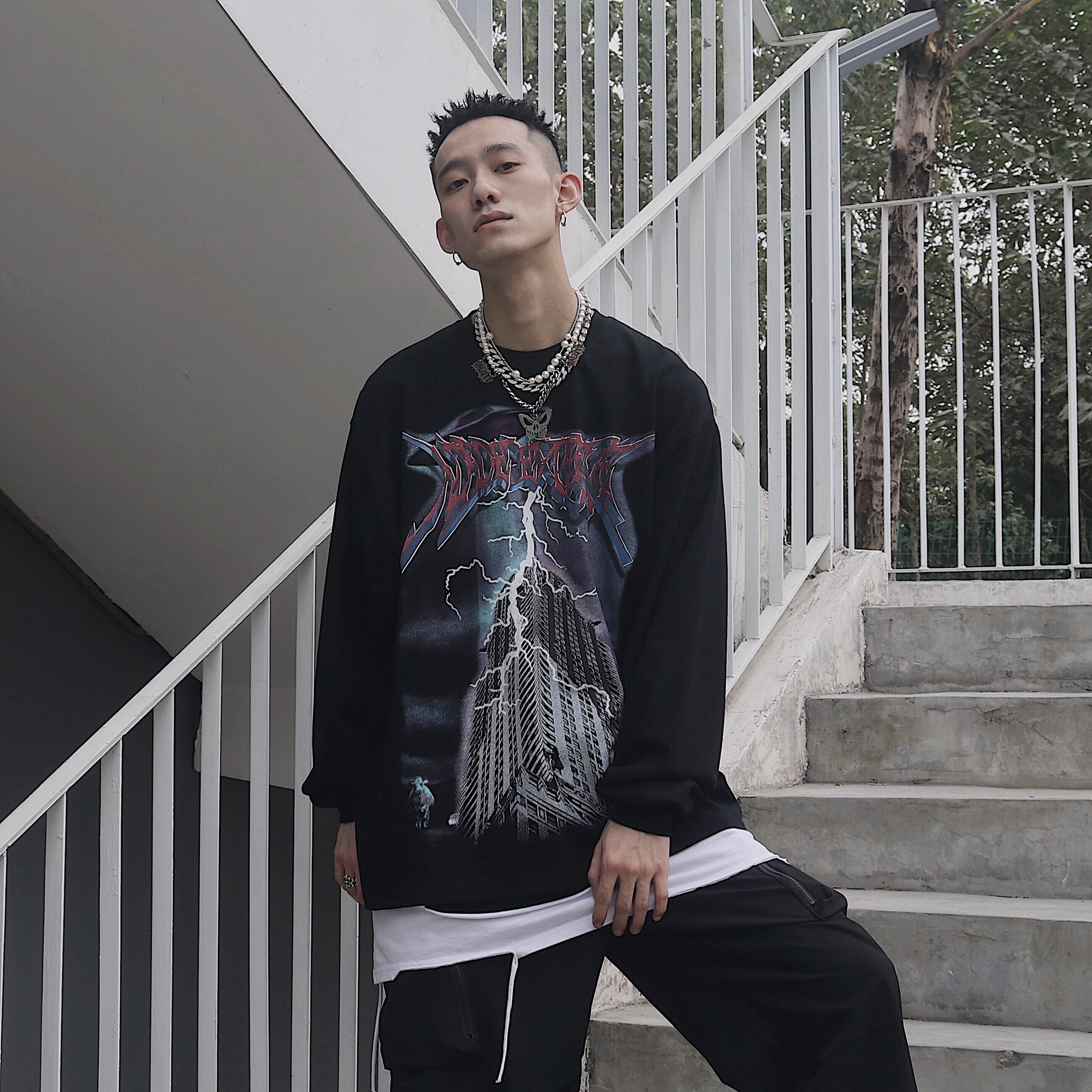 长袖t恤男宽松嘻哈潮牌