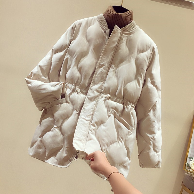 Beige cotton dress 2018 Winter clothes new pattern Korean Edition keep warm Waist cotton-padded jacket fashion Light and thin Down cotton-padded clothes coatin the Women's clothing/Boutique , Cotton/Padded  category - from Buy2taobao.com to provide professional Taobao agent buy service