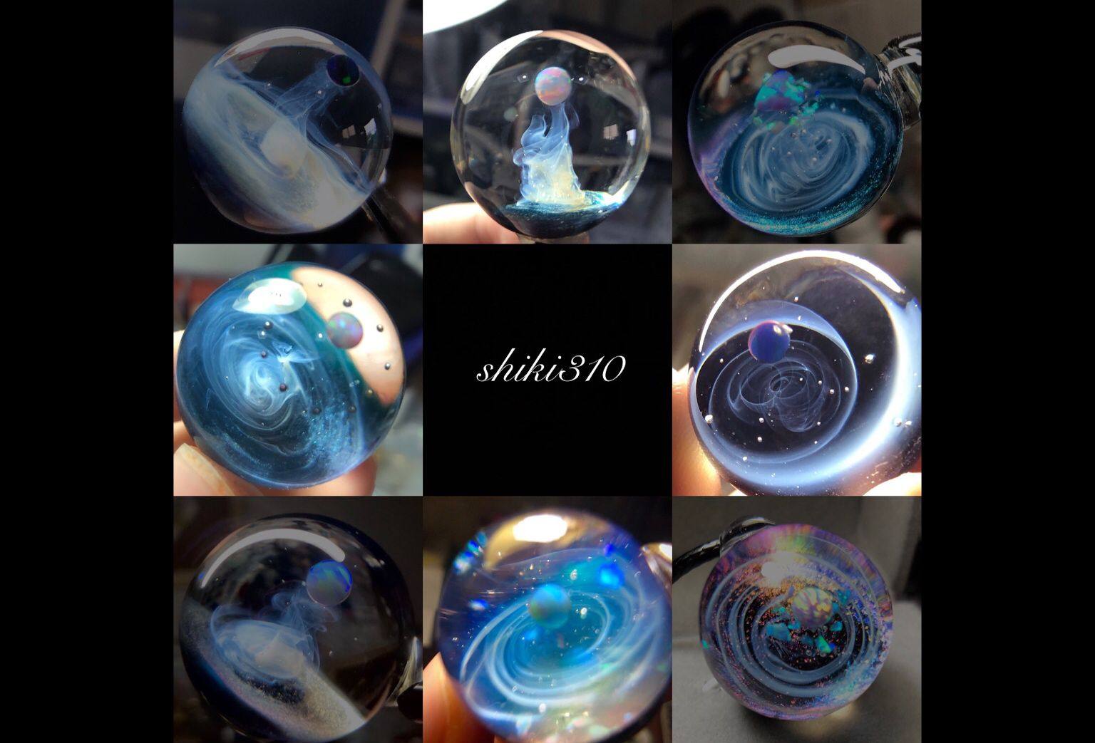 shiki手作原创设计宇宙球星空球树脂吊坠定制情侣热卖礼物diy潮