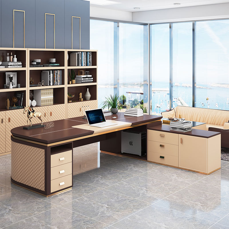 高档豪华老板办公桌老板桌简约现代轻奢办公桌办公家具大班台桌椅