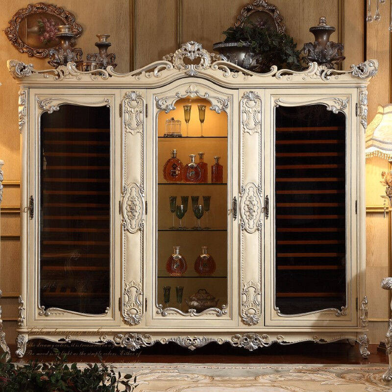 欧伦美酒柜玻璃实木酒柜餐厅家具法式实木酒柜欧式酒柜碗碟柜餐边