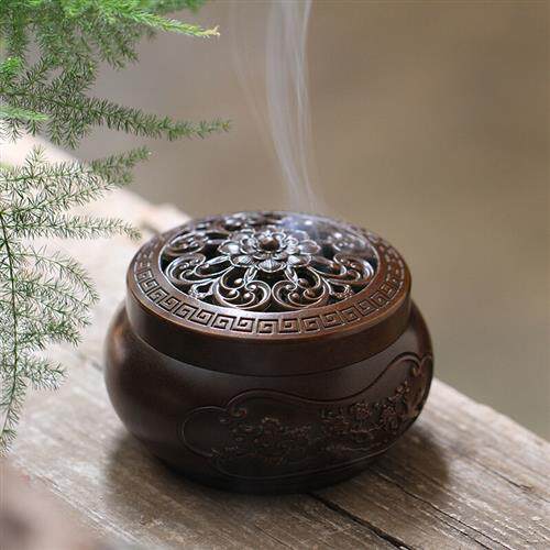 热着色大号纯铜盘香炉家用室内仿古薰香炉沉香檀香炉创意摆件姑