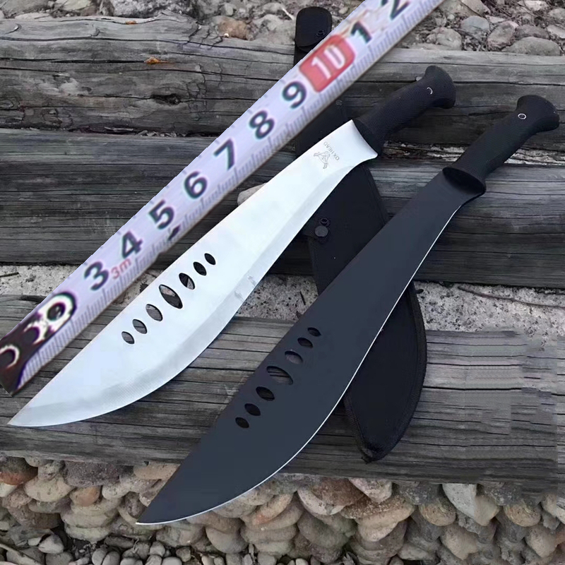 长款大号七孔开路刀开山砍刃狗腿弯刃荒野求生一体钢冷兵器露营