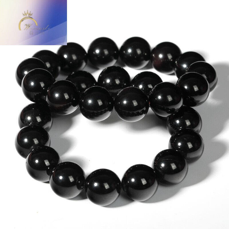 薇慕诗水晶黑碧玺手链女男碧玺单圈水晶手串脚链情侣饰品褐色16mm