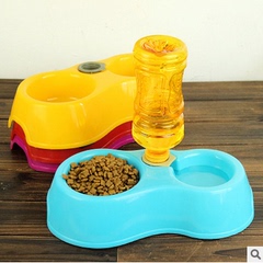 狗碗特价 可插水瓶宠物双碗食盆自动喂水饮水器防滑猫狗碗盆 食盆