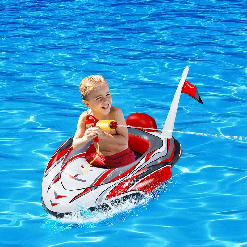 儿童游泳坐圈带喷水枪男女童宝宝打水仗戏水卡通赛车飞船水上泳圈