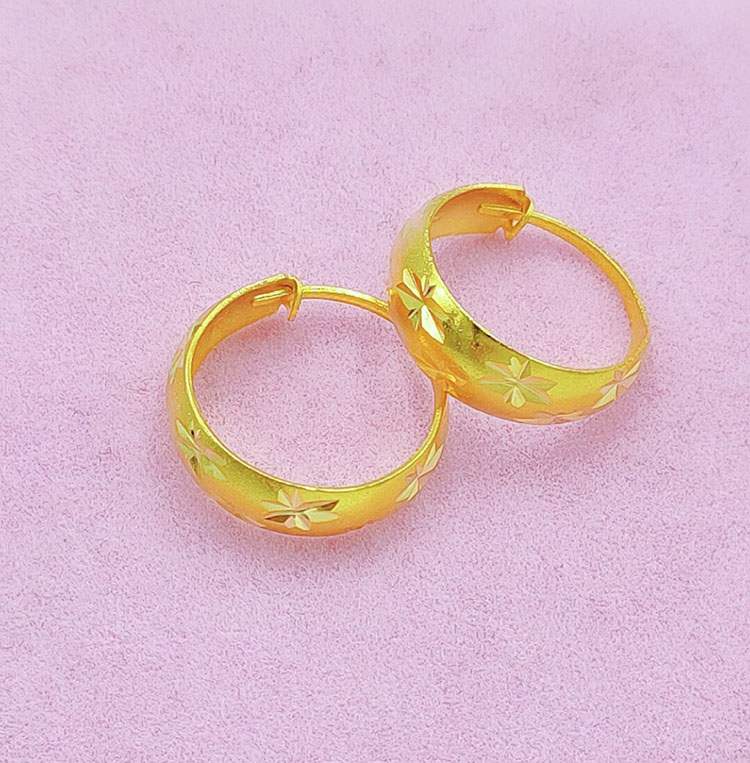 金六福珠宝旗舰仿黄金满天星耳环女士复古气质简约18k