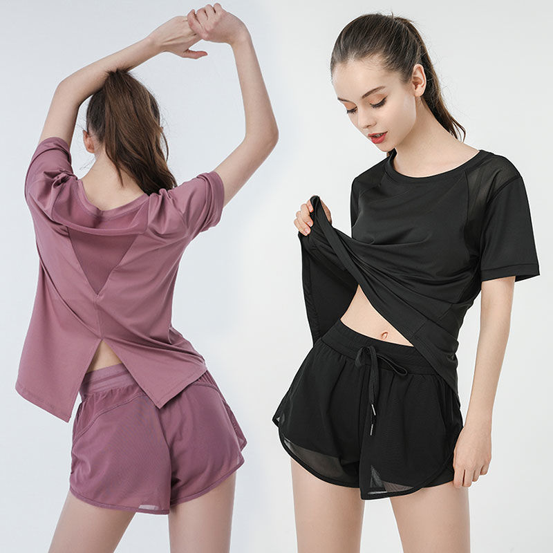 瑜伽服夏薄款宽松网红套装