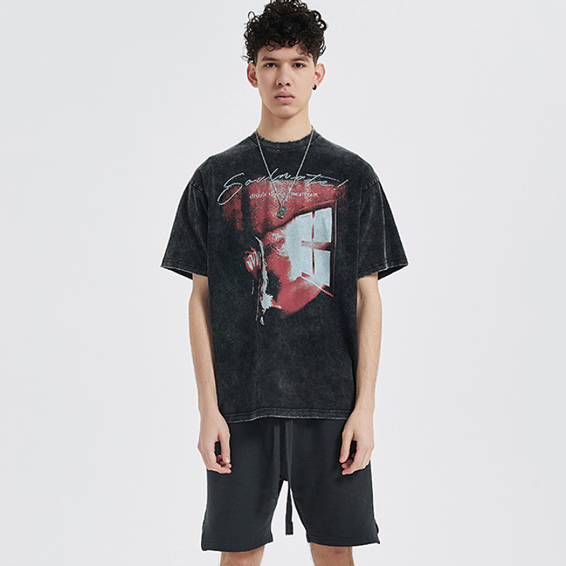 美式复古t恤男潮牌ins嘻哈欧美hiphop短袖