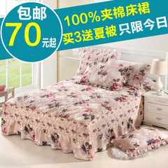 全棉夹棉床罩床裙单件纯棉加棉床套床盖 1.5m1.8 米加厚韩版床单
