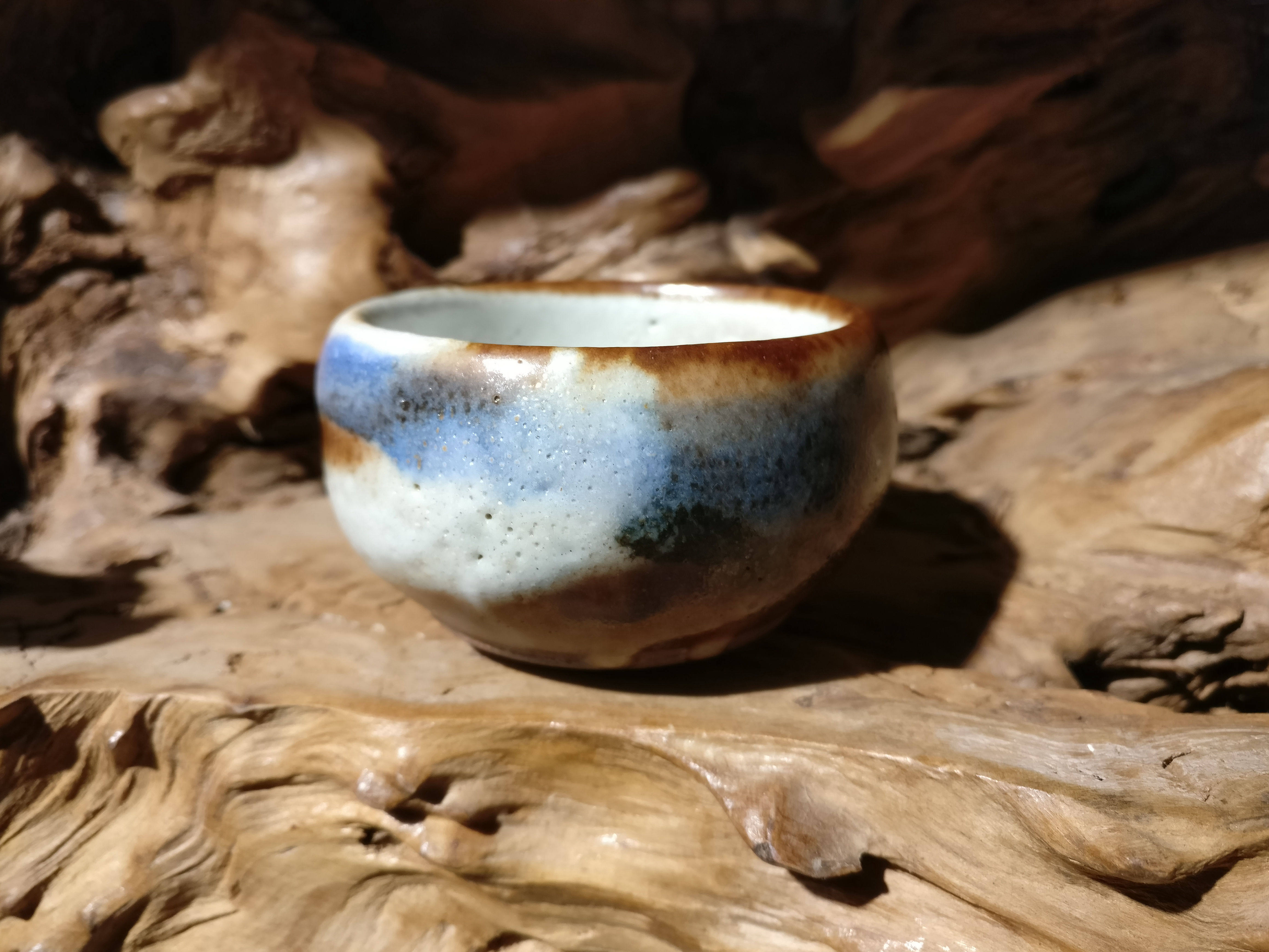 台湾陶艺家兰学位志野烧杯 品茗杯 陶杯 主人杯 志野杯 水墨志野