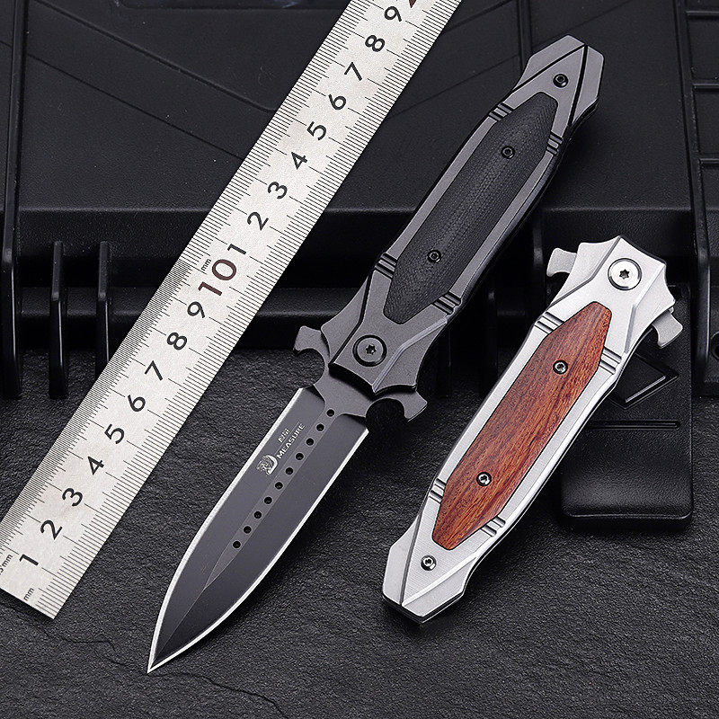 双刃锋利刀防身户外小刀军工刀具冷兵器军刀便携水果刀随身折叠刀