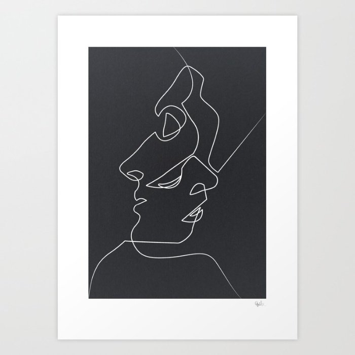 特价极简挂画_close noir 亲吻爱人 quibe极简抽象线条 美国society6