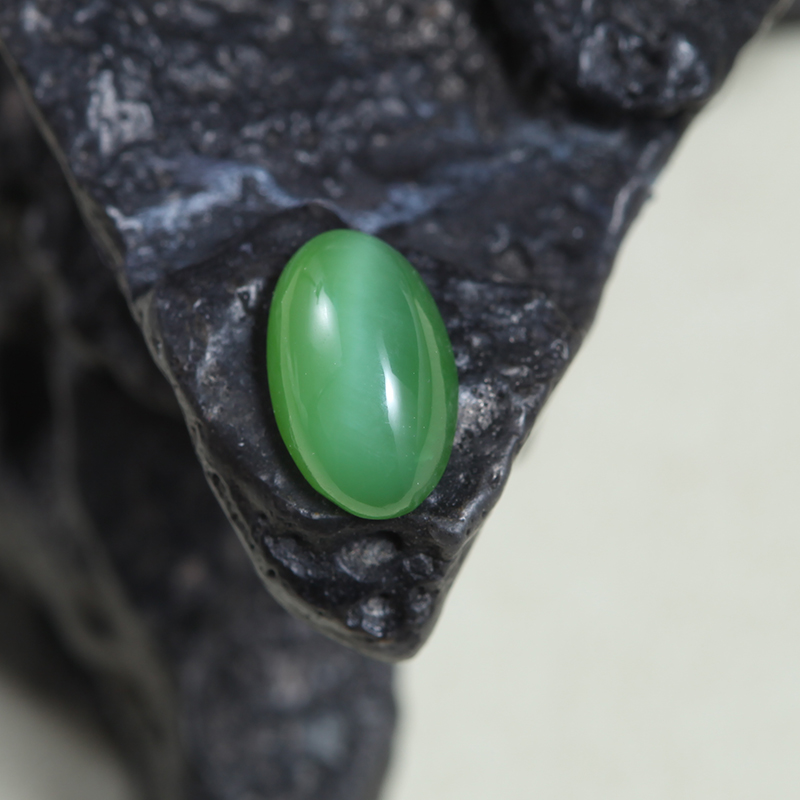 和田玉碧玉猫眼戒面裸石俄罗斯阳绿蛋面扳指戒指天然玉石镶嵌款