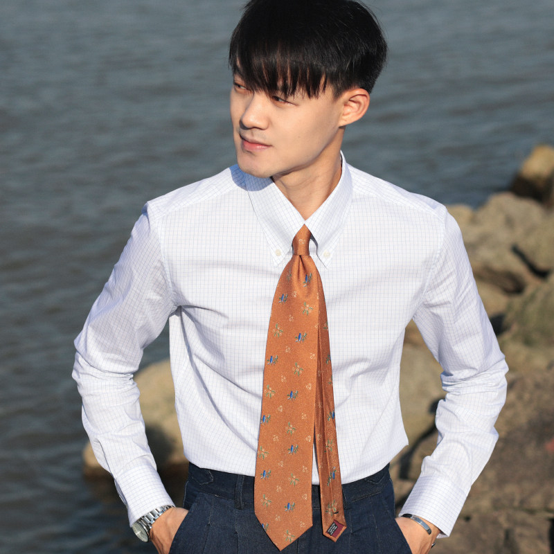 biggezi 复古怀旧日系天然亚麻面料洗水修身休闲衬衣文艺青年衬衫