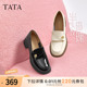 TATA他她气质粗跟单鞋女鞋白色英伦乐福鞋小皮鞋2024秋冬7A520CA4